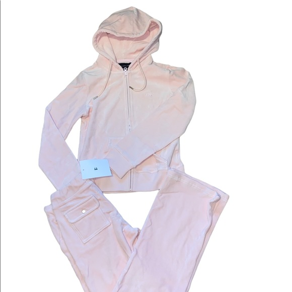 Pants - Baby pink velvet track suit set size small NWT